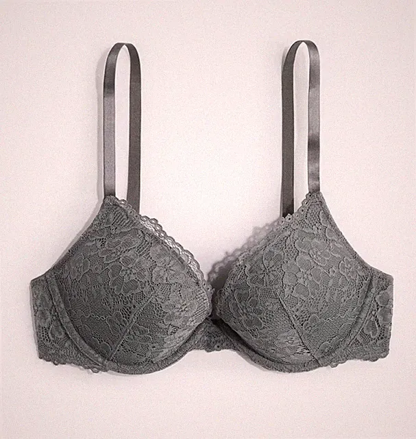 H&M, Push-up-BH aus Spitze, Größe: 75D, Farbe: Graugrün