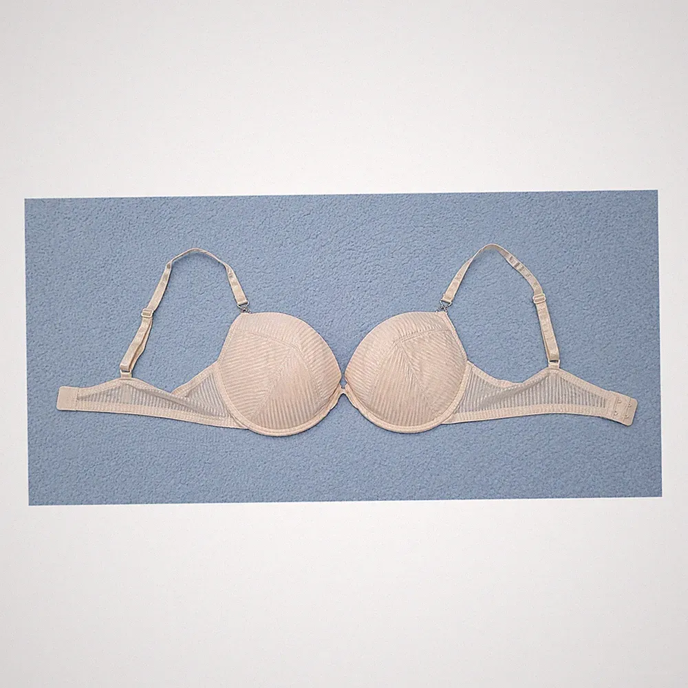 H&M Push-Up-BH Spitze beige 75C mit Bügel semi-durchsichtig Damen