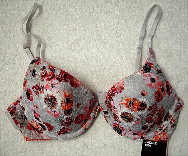 H&M Wattierter Bügel-BH aus Spitze Gr. 75 CUP: B, C geblümt NEU