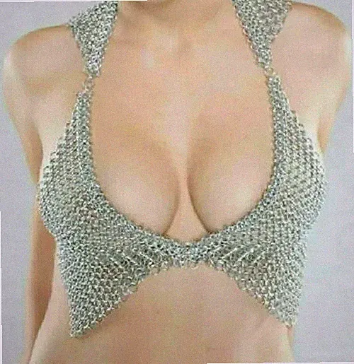Handgefertigter Aluminium Kettenhemd BH Schwimmstil Mädchen Kleidung Unikat