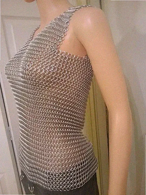 Handgefertigtes Kettenhemd Shirt Tank/ärmellose Tunika für Frauen Aluminium e...