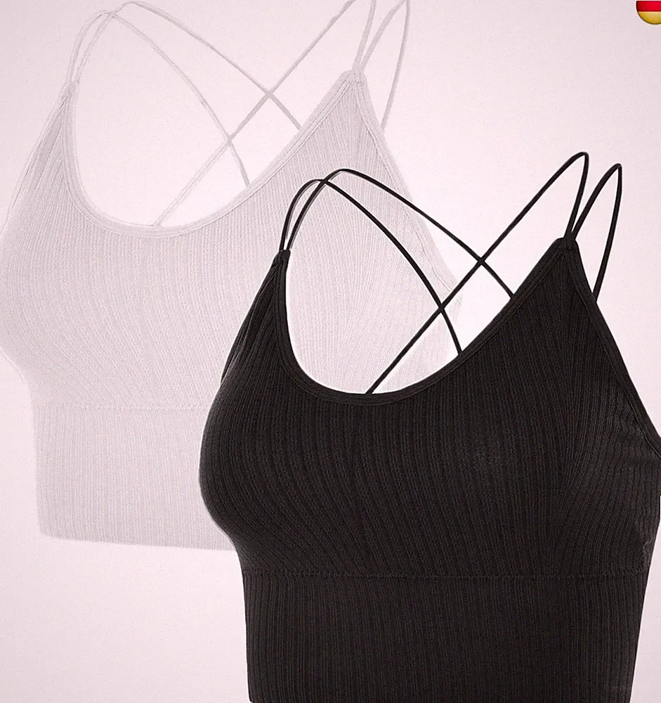 heekpek Sport BH Damen Bustier BH Ohne Bügel Sport Bra Top Spaghettiträger C