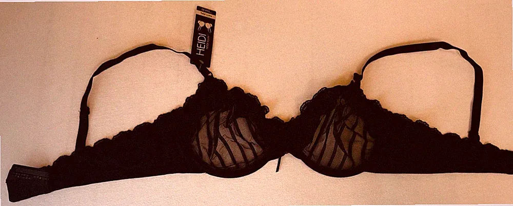 HEIDI NATURAL Natural Lift Bügel-BH 38C Schwarz Spitze Mesh gestreift