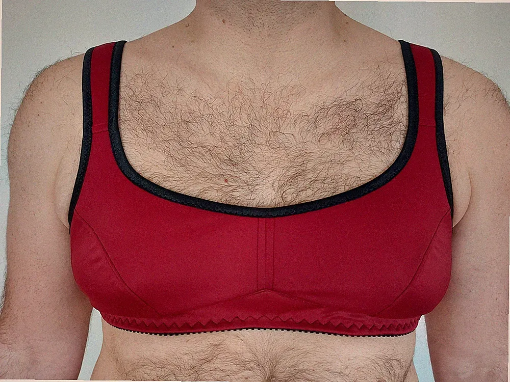 Herren-BH, Männer-BH funktionell ! ohne Bügel, Gr. 110 AAA, bordeaux-schwarz