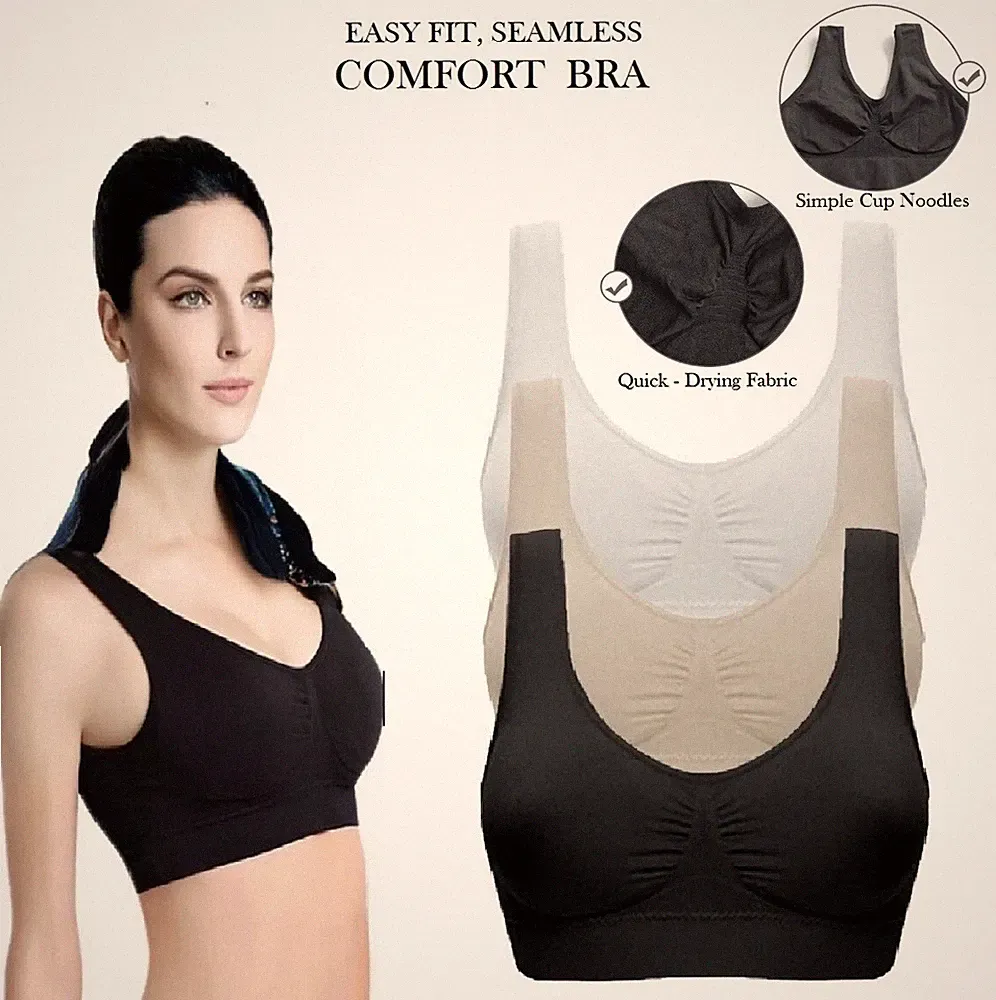 Hochwertiger nahtloser Sport BH Crop Top Trägershirt Komfort Stretch BH ungepolstert