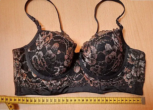 Hunkemöller BH, 75B, schwarz gold, Spitze, Schalen-BH, Bügel-BH, vorgeformt
