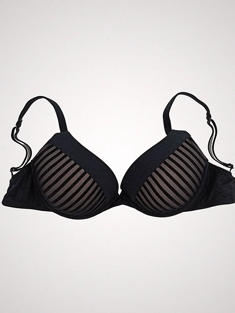 Hunkemöller Damen Bügel-BH Schalen-BH Schwarz Gestreift Gr. 65E Dessous