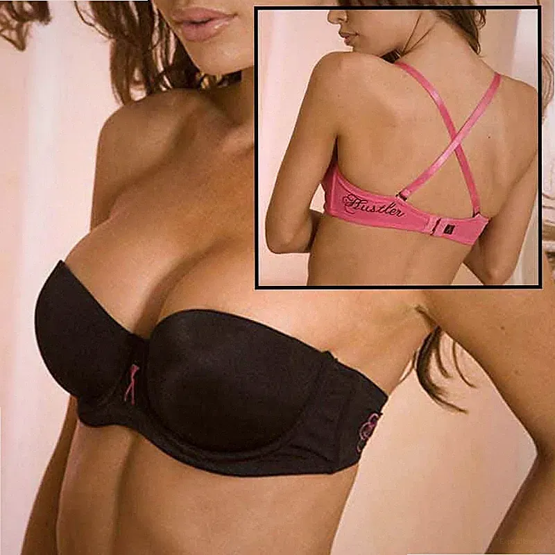 Hustler Balkonette-Bügel Multiway BH in Pink und Schwarz