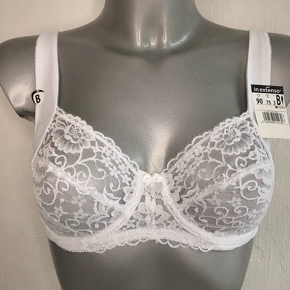 In Extenso Ungepolsterter Damen BH mit Bügel und Spitze Weiß Neu