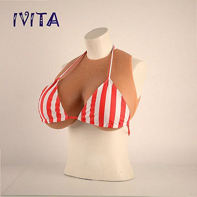 IVITA Große I Cup Braun Silikonbrüste 11XL Fake Brüste Drag Queen Boobs