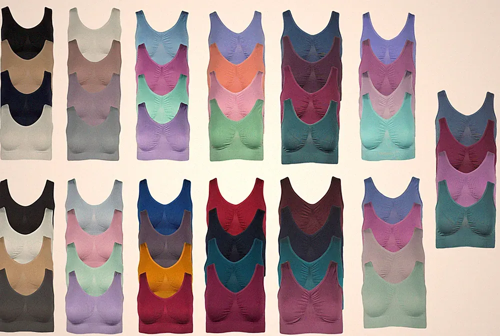 J-Line 4er Damen Komfort Bustier Schlaf BH ohne Bügel nahtlos Soft Bra Bralette