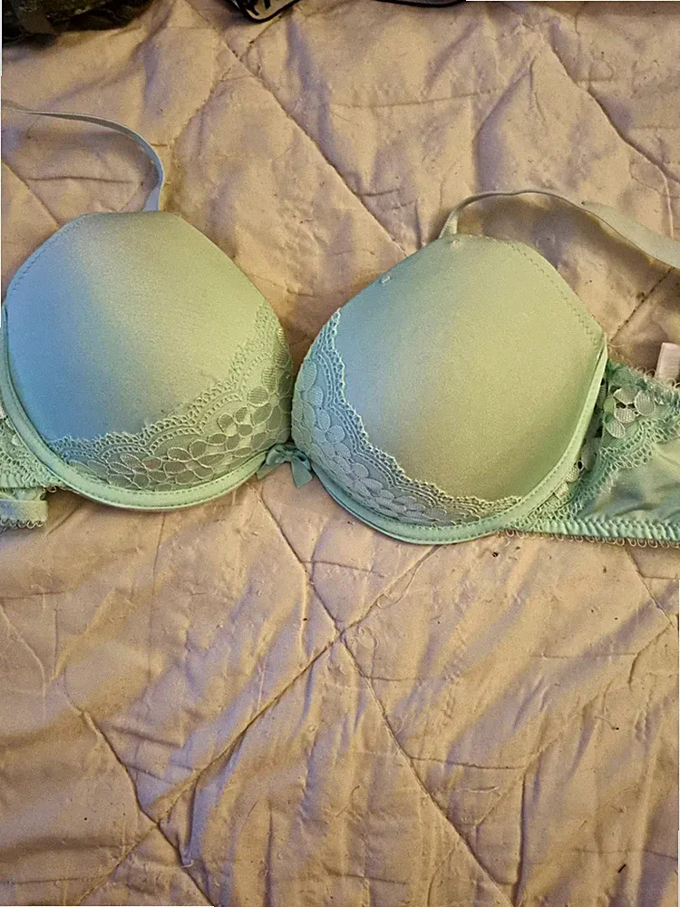 Janina Damen Push-Up-BH 85B Bügel Spitze Mintgrün verstellbar Häkchen-Ösen