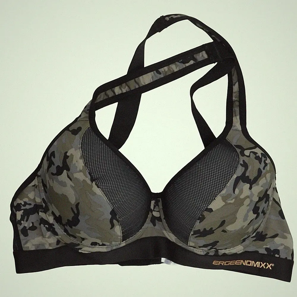 Janina, Sport-BH, Größe: 75A, Grün/Schwarz, Elasthan/Polyamid, Camouflage #WGu