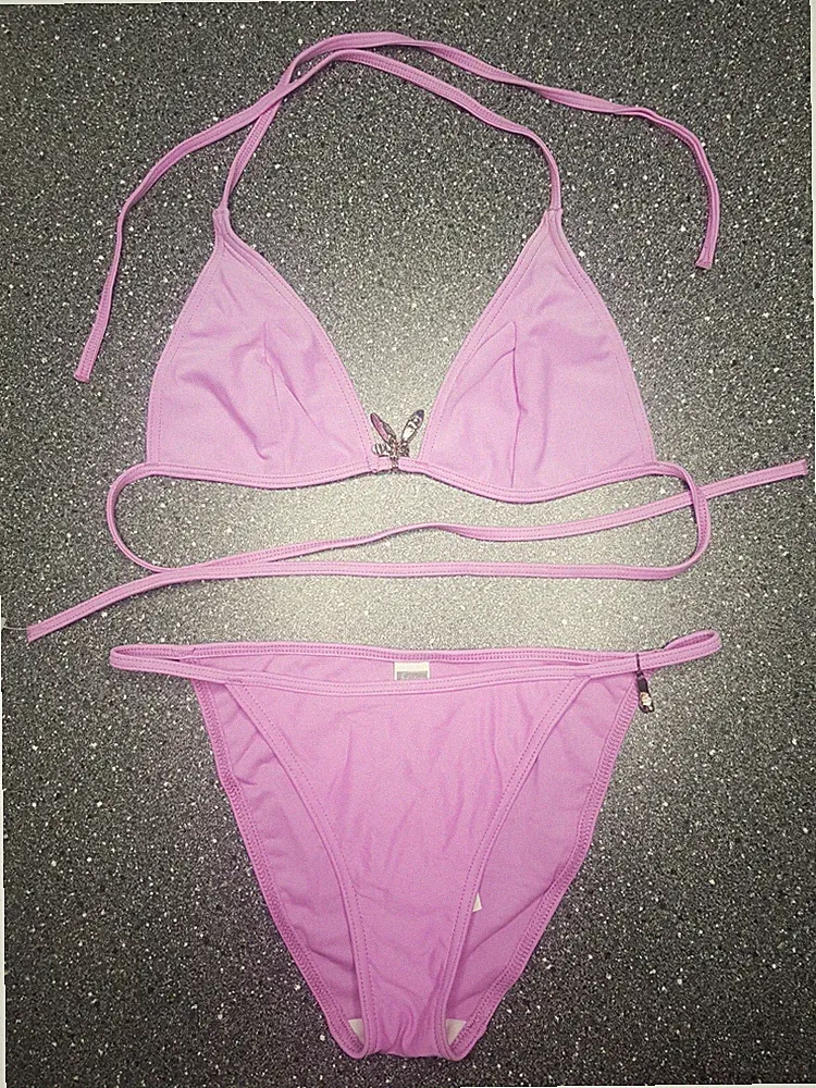 Jolidon Bikini SET Ungepolstert Triangel Bh und Slip Gr. M Lila Neu
