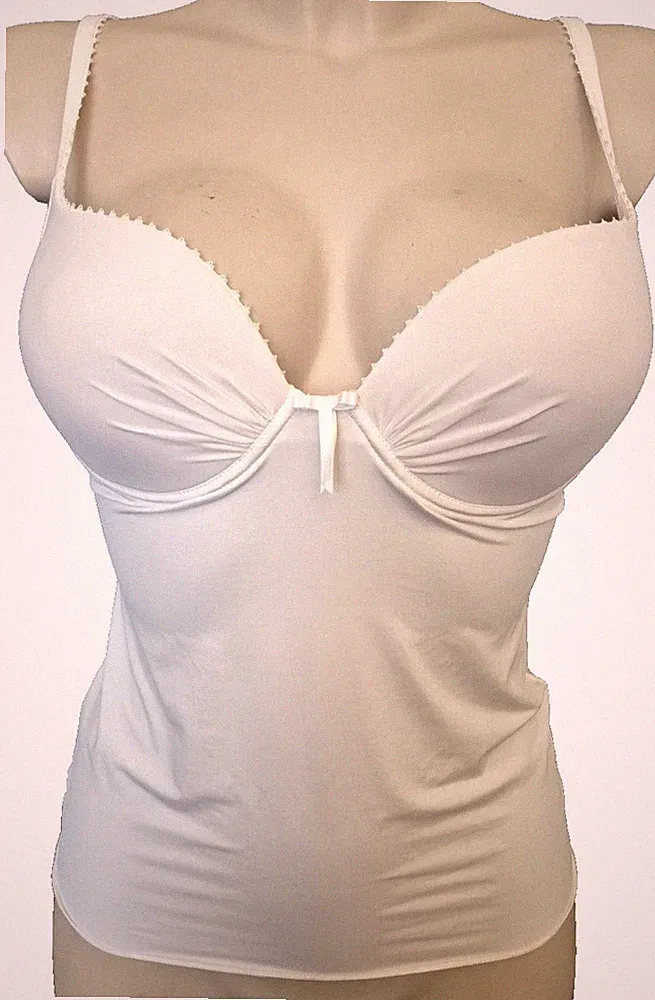 Jolidon Schalen Bügel BH-Hemd Top Gr.75D UK 34D Camisole Chemise stretch Weiß