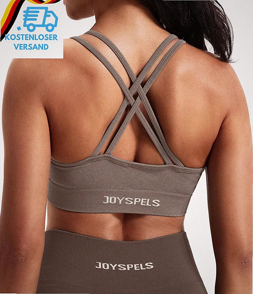 JOYSPELS Sport BH Damen Ohne Bügel Gepolstert Gekreuzt Rücken Push up Trägerlose