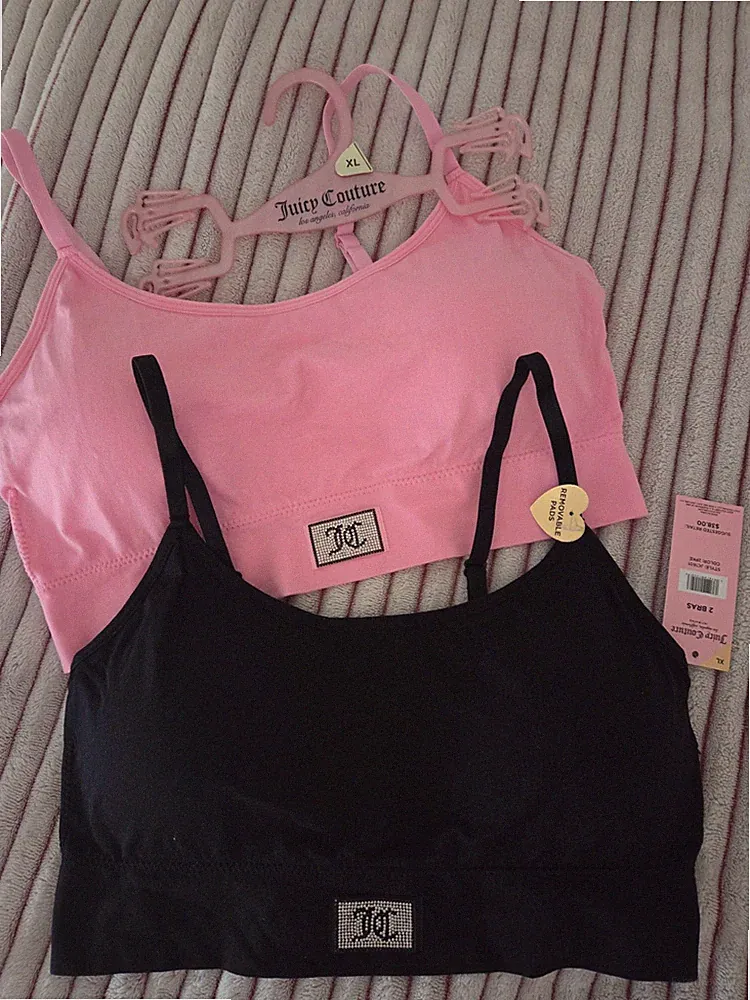 Juicy Couture Neu XL 42 BH Set Bra Sport Lounge Pink Schwarz