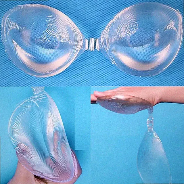 julexy Push Up Adhäsiver Bandeau-BH B Transparenter Silikon Ohne Bügel 4 Größe