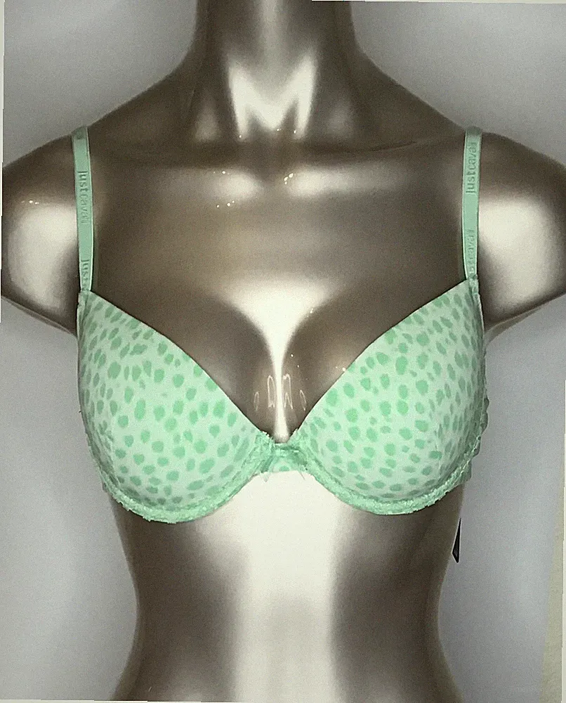 JUST CAVALLI Damen Gepolsterter Spacer-BH mit Bügel Grün/Weiß Neu