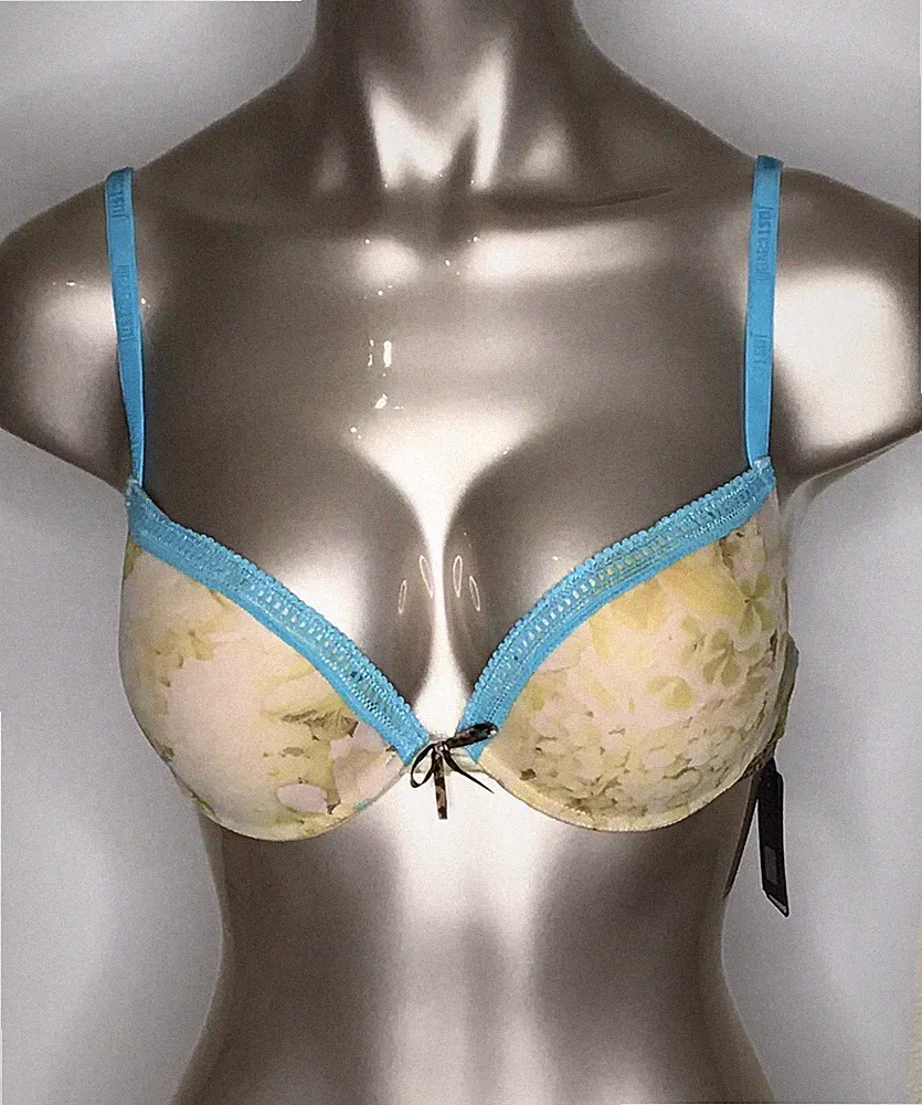 JUST CAVALLI Damen Push-Up BH mit Bügel Mehrfarbig Geblümt/Blau Neu