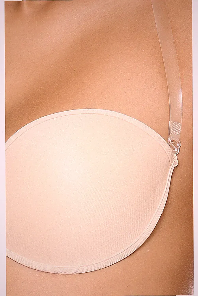 Klebe-BH Rückfrei Trägerlos Schwarz/Beige Gepolstert Bra