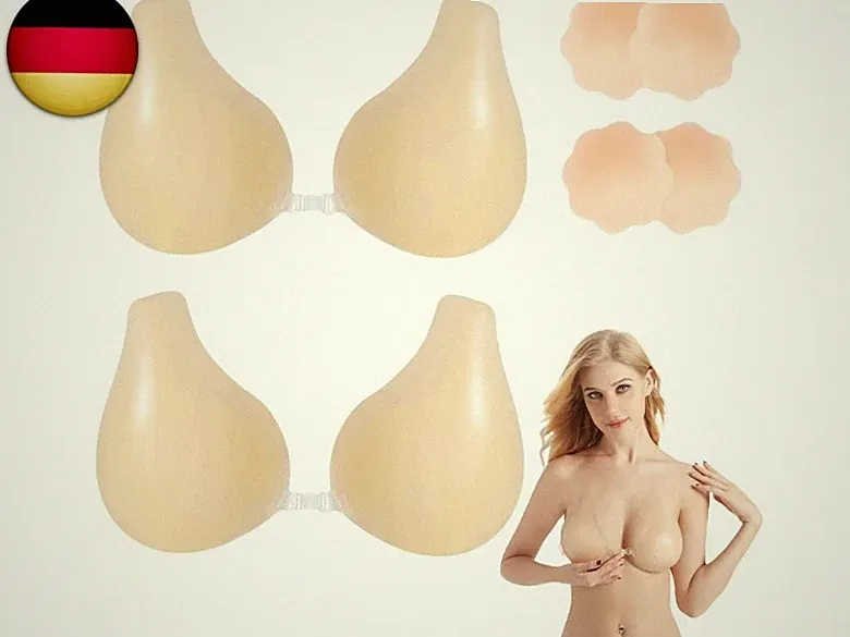 Klebe Push-Up-BHS Satz – Trägerloser Unsichtbarer Silikon-Klebe-BH Aufkleben Fr