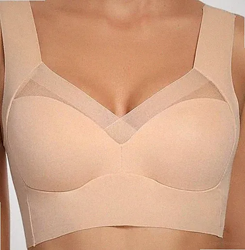 Komfort BH Comfy Bra Pull-on nahtlos ohne Bügel bequem Damen Bustier 3L beige