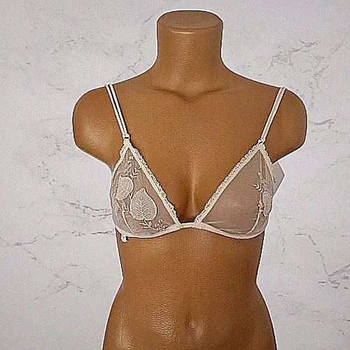 La Perla * Luxus Triangel BH Creme Tüll Blatt Stickerei 75 B Sylter Boutique Neu