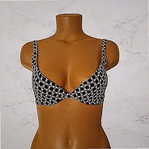 La Perla Studio Luxury Bra BH 75B 34 B Logo Rauten Black White Boutique Sylt Neu