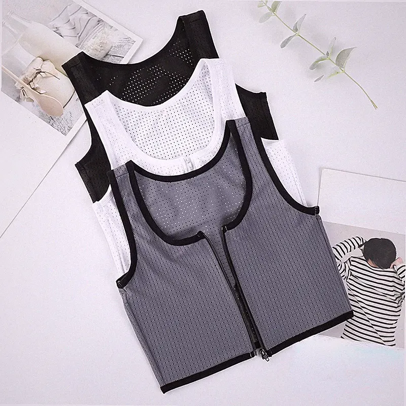 Lady Les Net Brustbinder Tomboy Weich FTM Reißverschluss Sport BH Weste Tanktop/