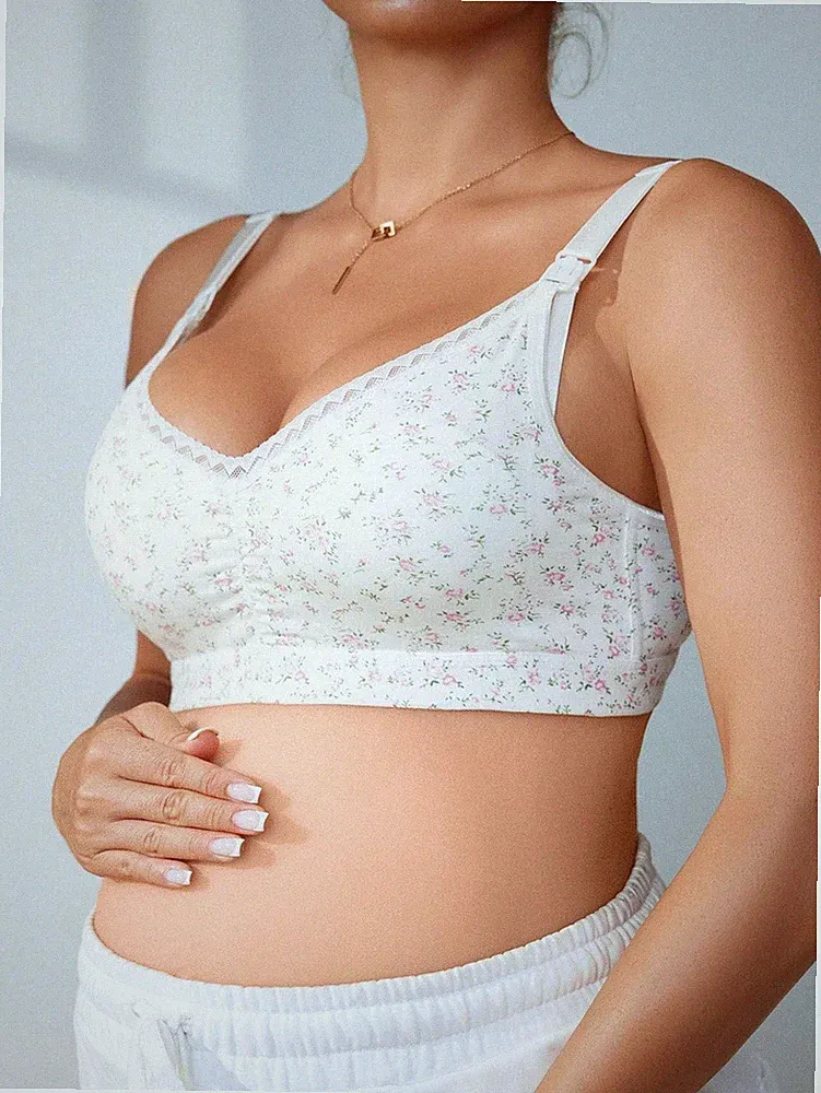 Lässiger Umstands BH mit Ditsy Floral Muster in Pink Billig24