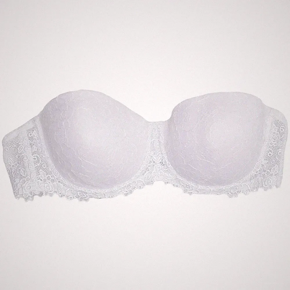 Lella May, Bandeau-BH, Größe: 85C, Weiß, Elasthan/Polyamid, Blumen, Spitze #iEU