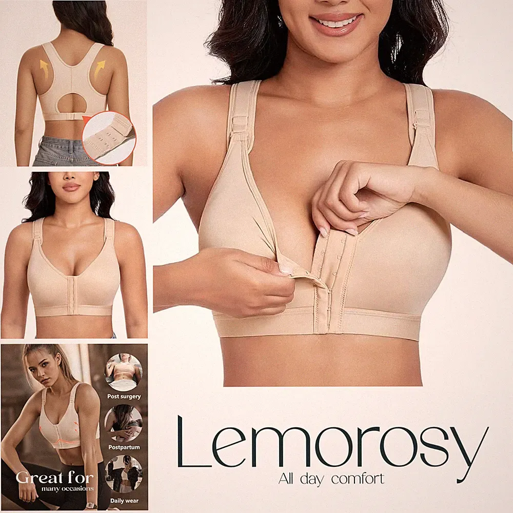 Lemorosy BH Haltung Größe 32D / 32DD Frontverschluss stützend Vollschale kabellos