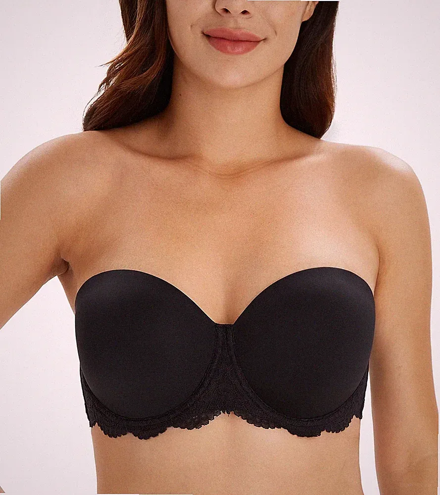 Lemorosy Damen Plus Size Full Coverage Spitze Trägerlos BH Bügel Multiway C