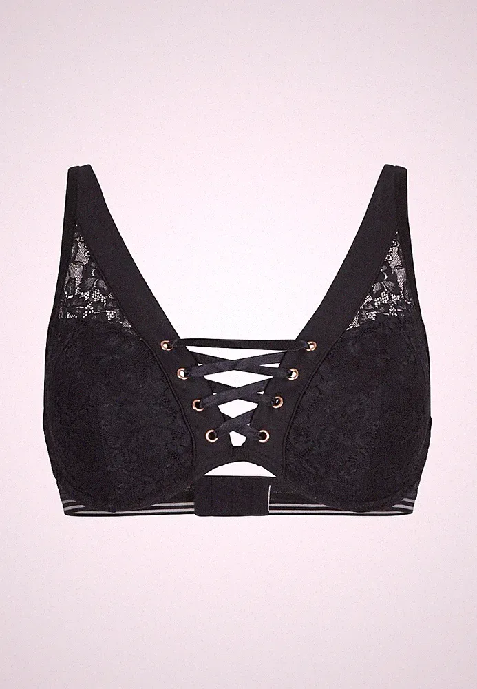 LingaDore Black Hazel Lace Damen BH Triangel-BH mit Bügel und Schnürung