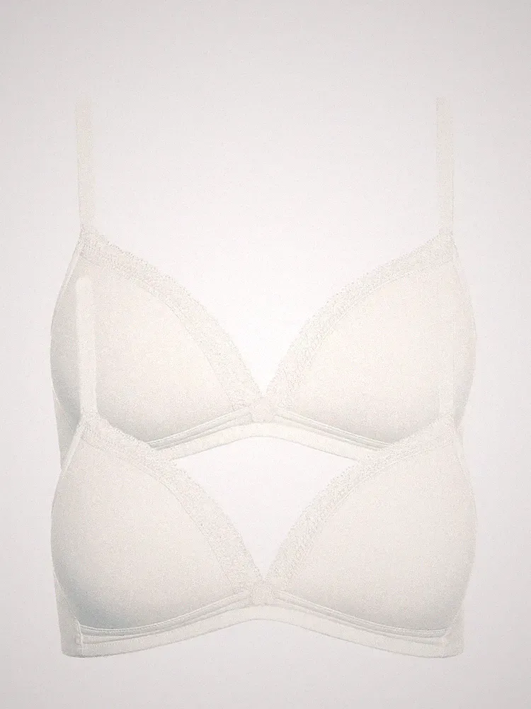 Lisca 2er Pack Triangel BH ohne Bügel Ines 020285 Gr. 70-85 A-C in Cream/Schwarz