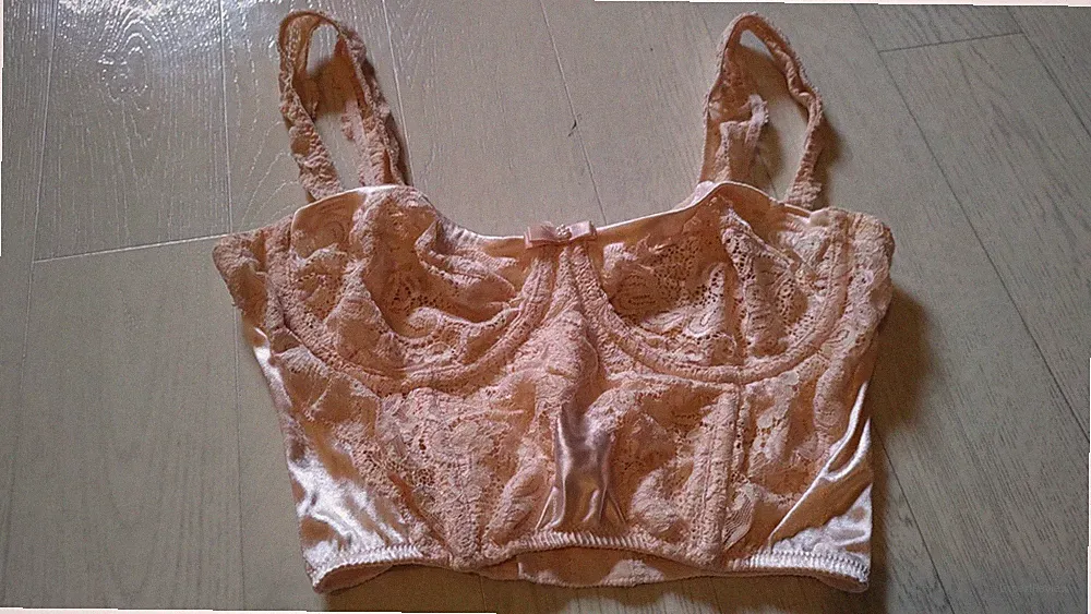 Longline BH von Marie JoGröße 85B rosa Spitze transparent