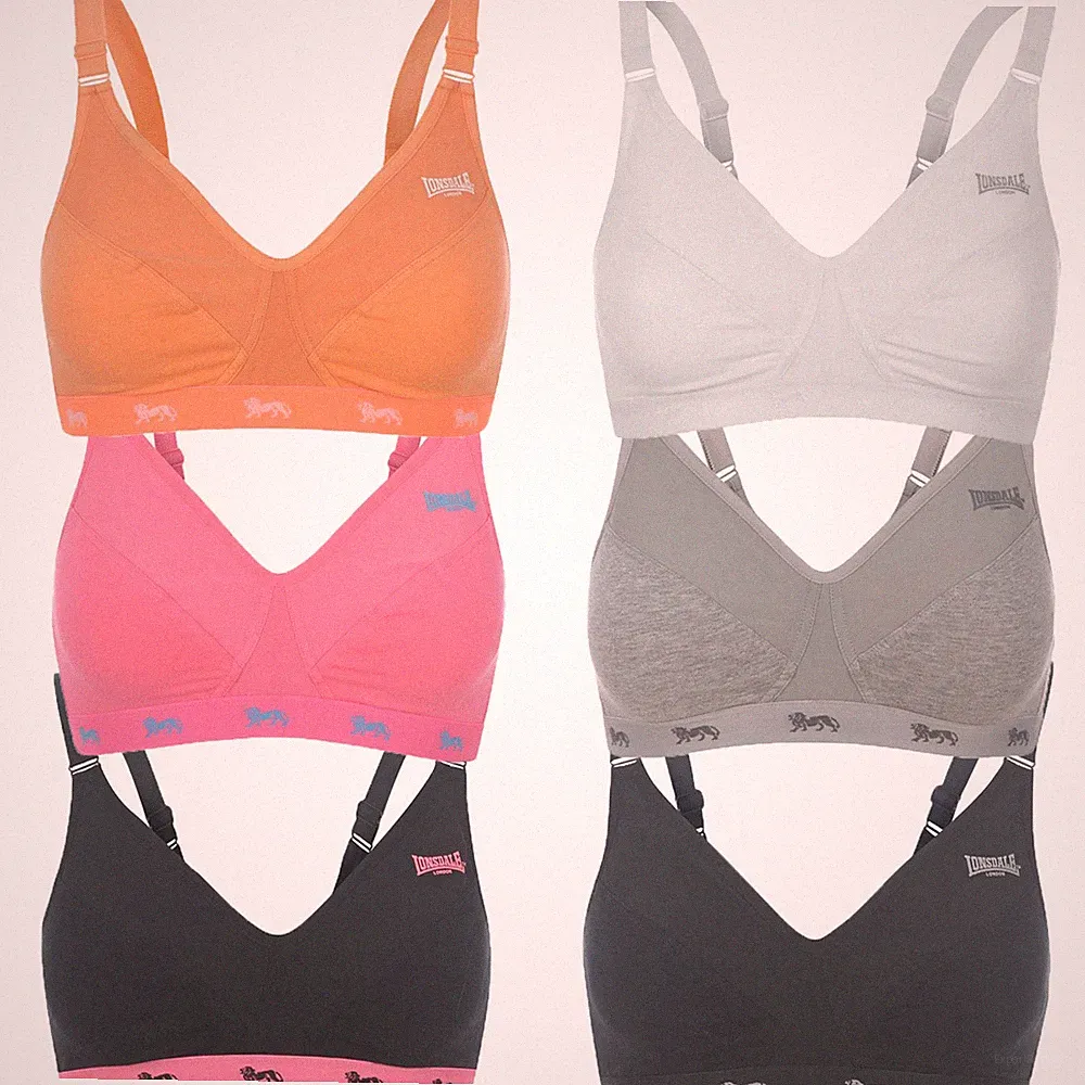 LONSDALE Damen Sport BH Bustier Top Bra mit Riehmen Orange 70C (UK 32C)