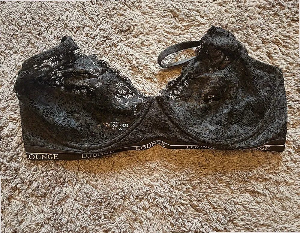 Lounge Bügel-BH Damen Schwarz Spitze 80E ungepolstert transparent mit Bügel