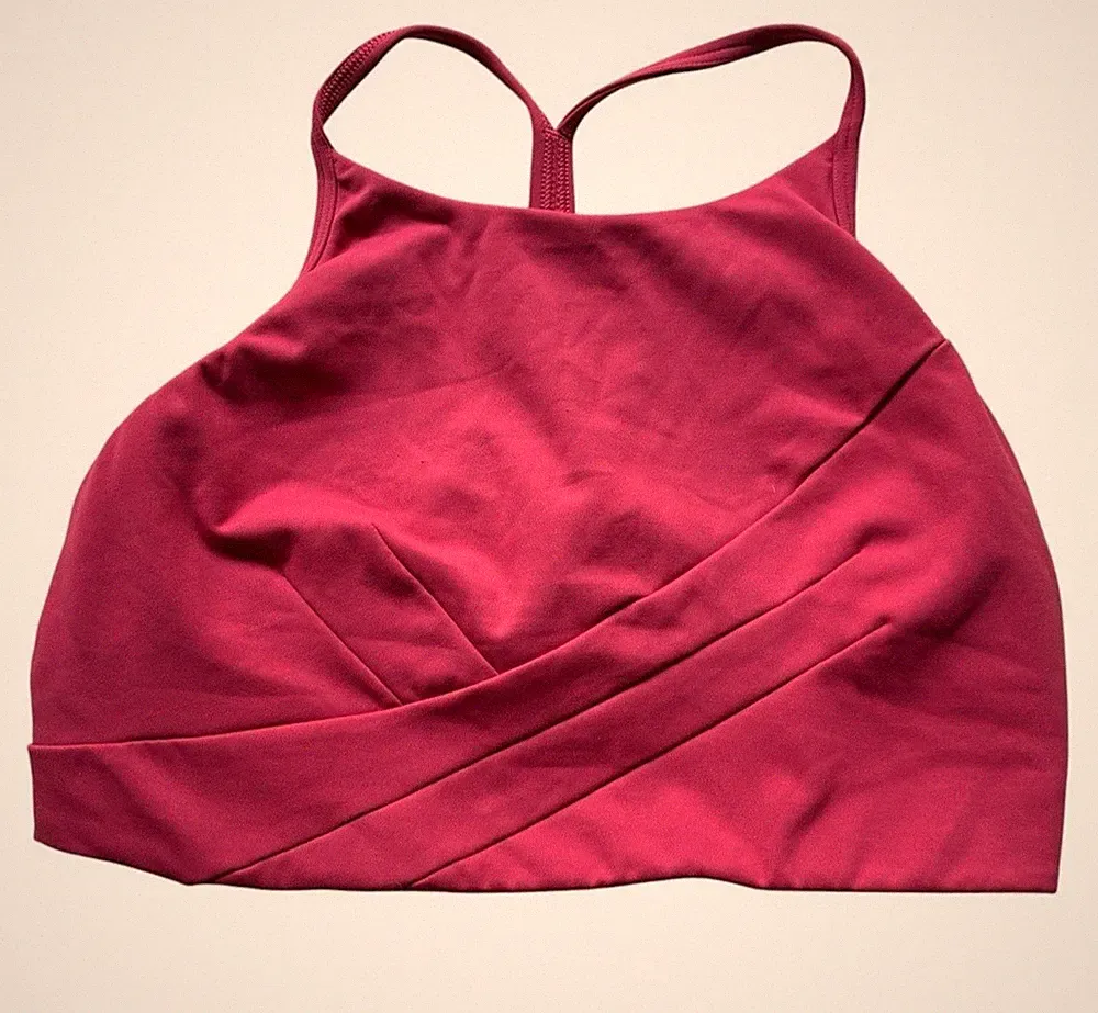 Lululemon Women’s Flow Y Wrap-Front High-Neck Bra in Vintage Rose Size 12