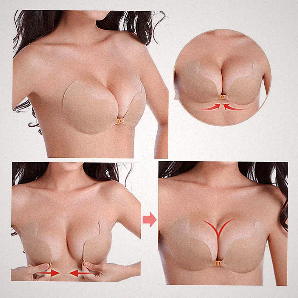 Lycra Silikon selbstklebend Stick On Push Up Gel trägerlos rückenfrei unsichtbar BH