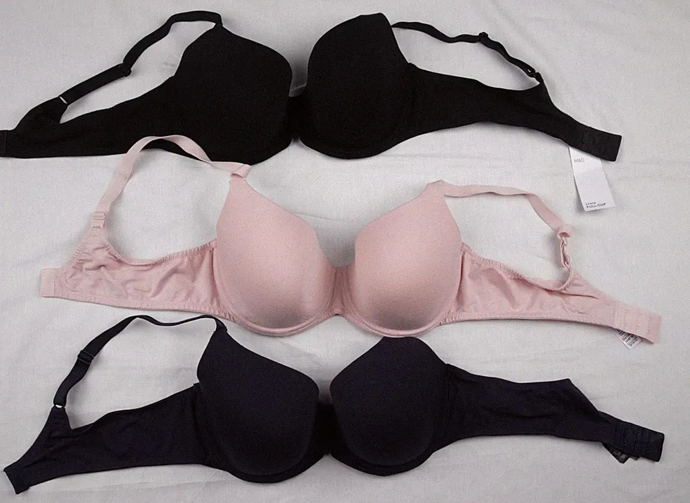 M&S Bügel Vollschalen BH Gepolstert Mehrfarbig Damen Mehrere Größen 3er Set