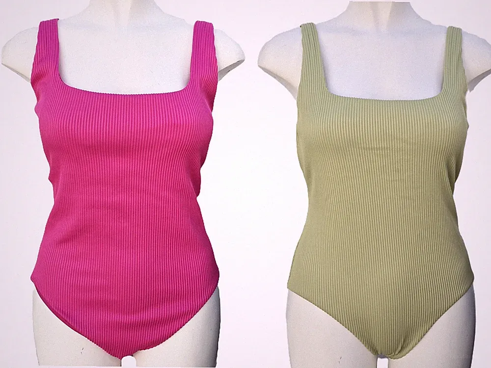 M&S gerippter Badeanzug U-Ausschnitt Schwimmkostüm Gr. 12 18 22 24 Reg lang