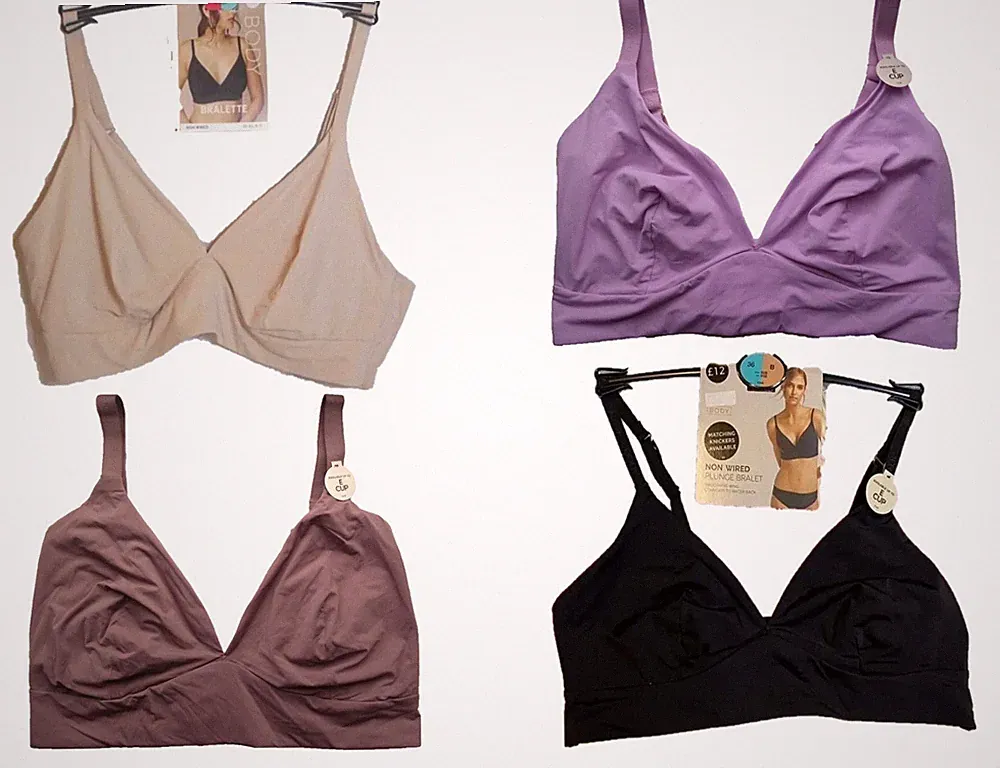M&S Plunge Bralette BH Stretch ohne Bügel Gr. 36 38 40 A-E schwarz nude lila