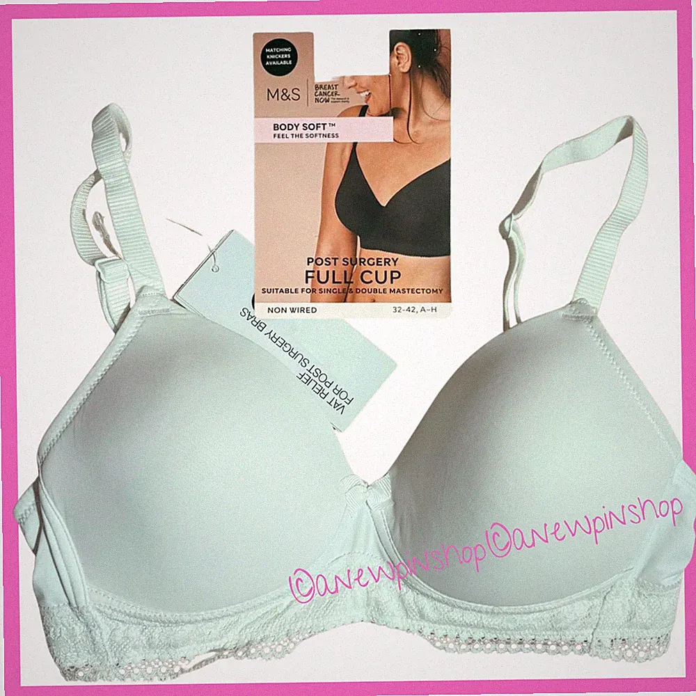 M&S Post OP BH weiß Vollschale Stretch weich Komfort Mastektomie NEU