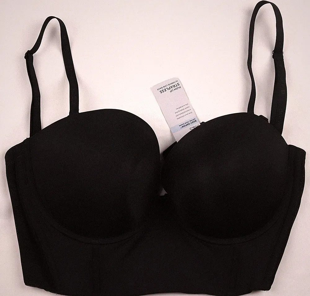 M&S Push Up Trägerloser BH Bügel Gepolstert Schwarz Damen Mehrere Größen