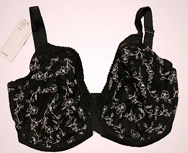 M&S Spitzen BH Plunge Marks and Spencer Blumen Bügel Größe 32 36 A B G