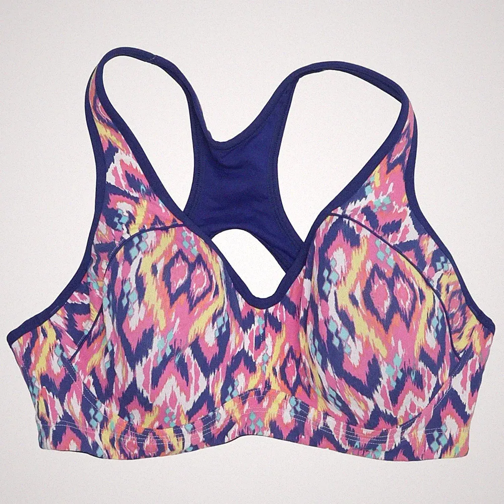M&S, Sport-BH, Größe: 85C, Blau/Pink/Gelb/Mehrfarbig #8OT