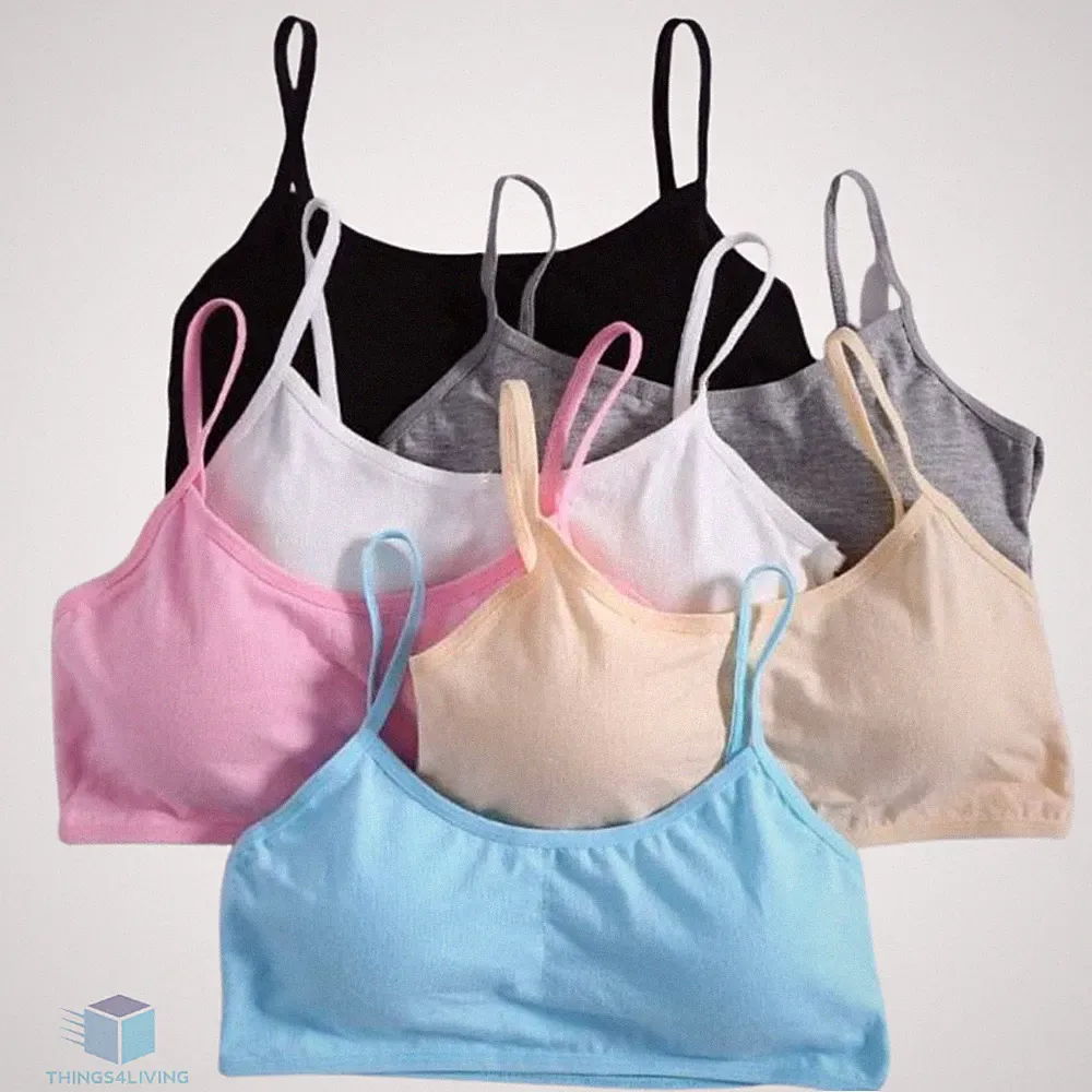 Mädchen Bustier Baumwolle Sport BH Kinder Unterwäsche Bra mit Einlage NEU