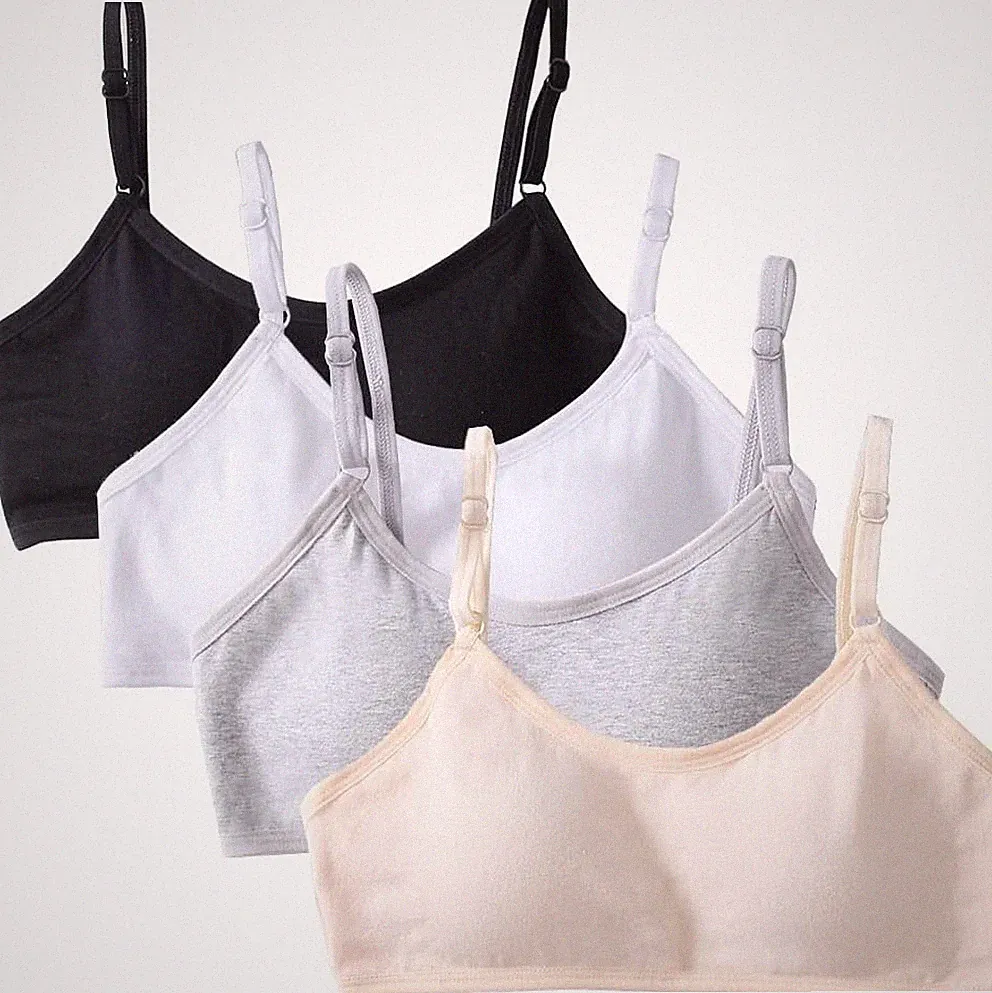 Mädchen Bustier BHs 4er-Pack Teens Unterwäsche Baumwolle Gepolstert Verstellbar